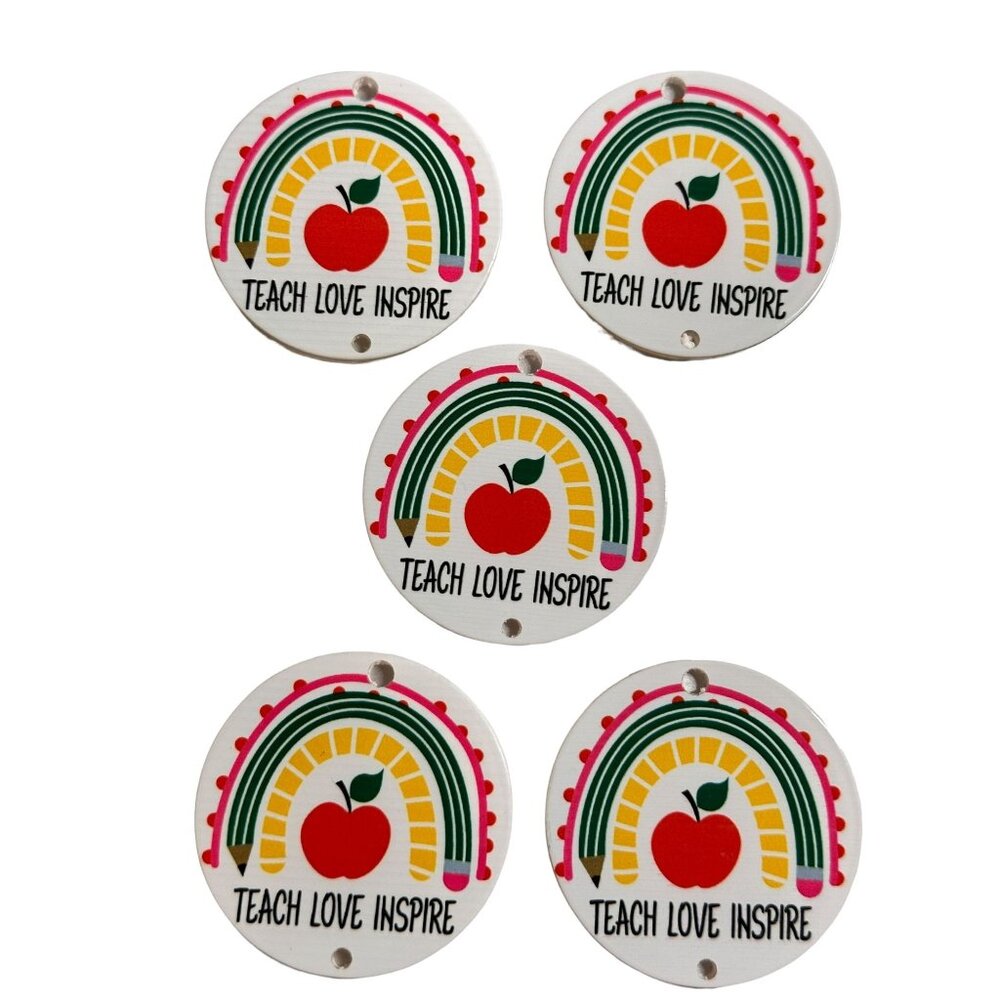 10 pc Teacher glitter acrylic flat back charm for badge reels keyrings earrings